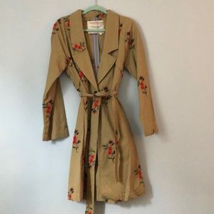 Floral Embroidered Trench Coat